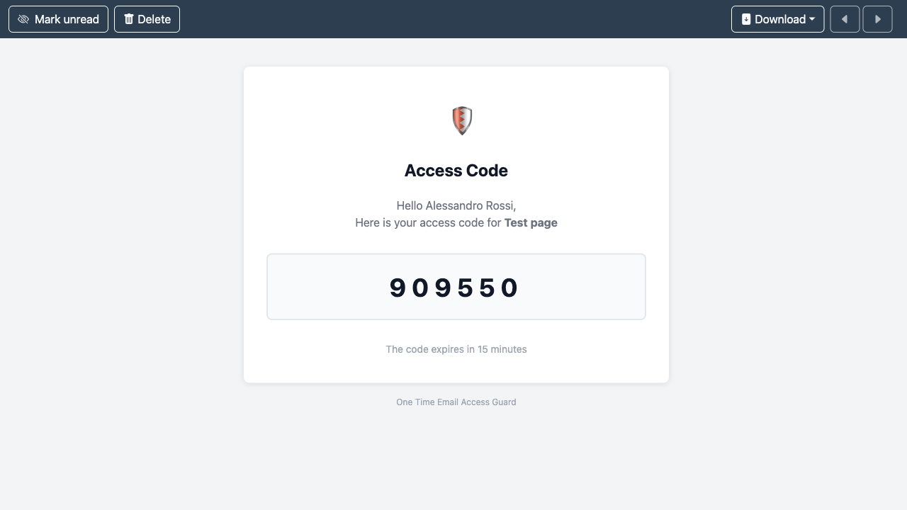 Email access code